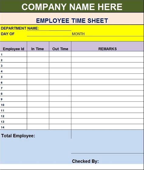 An Employee Time Sheet Is Shown In This Image