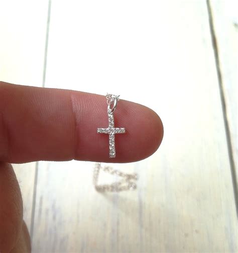 Baby Tiny Cross Necklace Sterling Silver Zircon Cross Baby Infant Girl