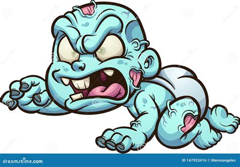 Crawling Baby Zombie With Diaper Stock Vector Illustration Of Angry
