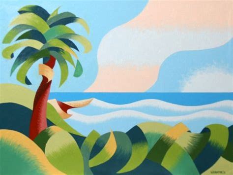Daily Painters Blog Rough Futurist Cape Town Coast With Palm Tree Oil