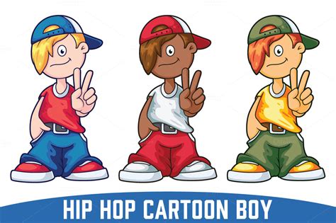Hip Hop Cartoon Boy Set ~ Illustrations On Creative Market