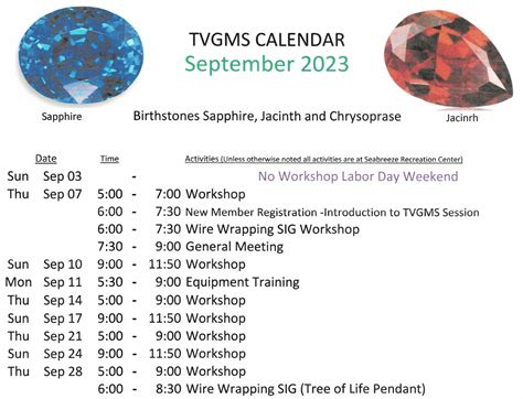 Calendar The Villages Gem And Mineral Society