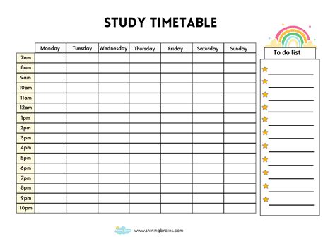 Study Timetable Template For Students Free Timetable Template Printable