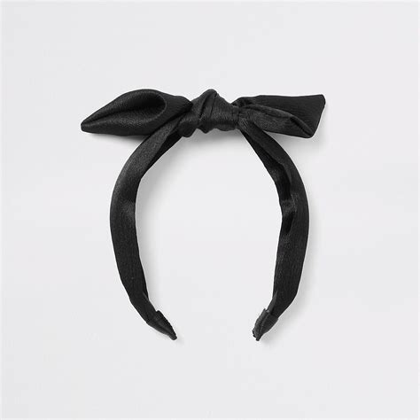 Girls Black Satin Bow Headband Hair Accessories Accessories Girls Black Hair Bows Bow