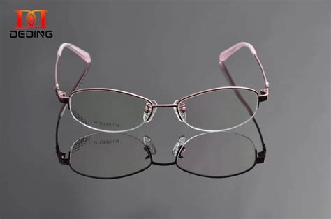 deding womens titanium optical myopia glasses high quality half rim titanium eyeglasses frame