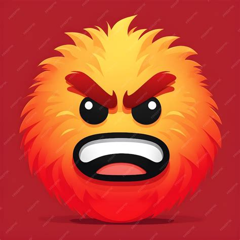 Premium Ai Image Red Fluffy Angry Emoji Intense But Cute Anger Emojic Reaction With Fiery
