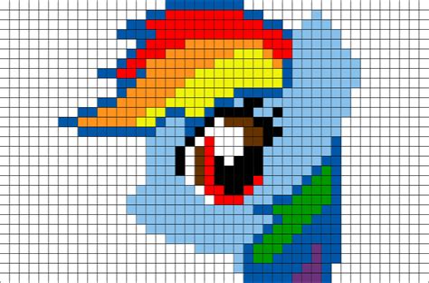 Rainbow Dash Head Pixel Art Brik