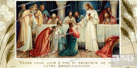 Chromolithograph Devotional Card First Communion Jesus