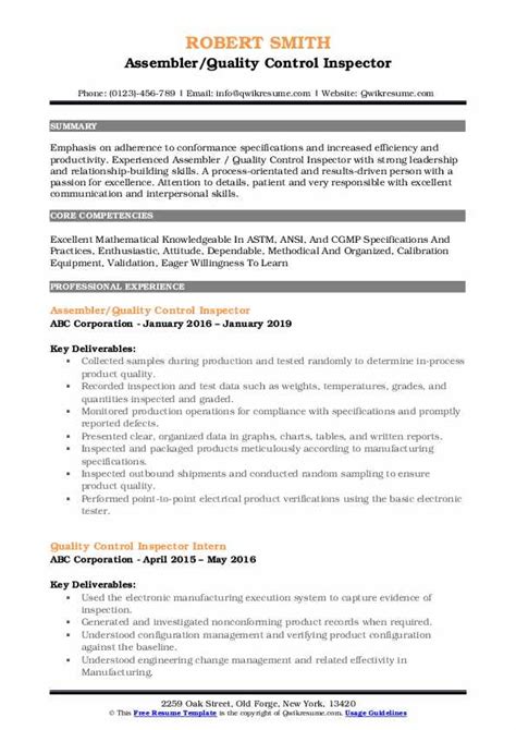 Quality inspector resume samples and examples of curated bullet points for your resume to help you get an interview. Quality Control Inspector Resume Samples | QwikResume