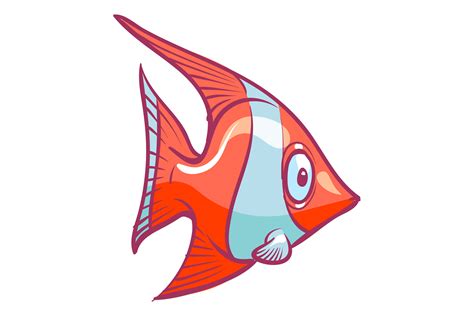 Red Angelfish Funny Cartoon Fish Kid A Gráfico Por Yummybuum