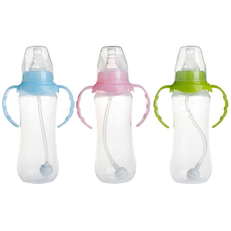 240ml Automatic Straw Baby Feeding Milk Bottle With Handles