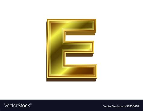 3d Golden Letter E Luxury Gold Alphabet On White Vector Image