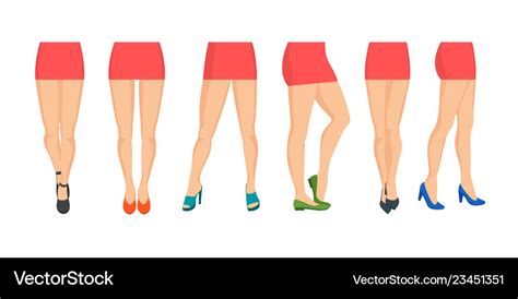 Cartoon Women Legs Icon Set Different Types Vector Image