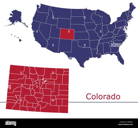 Colorado Counties Vector Map Outline With Usa Map Colors National Flag