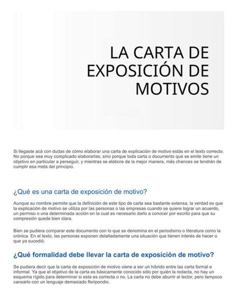 La Carta De Exposición De Motivo Udocz