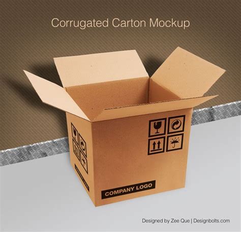 corrugated carton box packaging mock  psd packaging mockup carton box corrugated carton