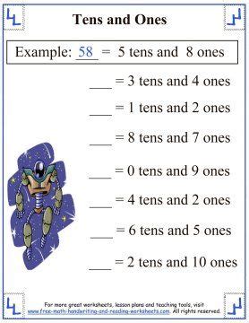 Using quick tens and ones. Place Values - Tens and Ones | Kids math worksheets, Free ...