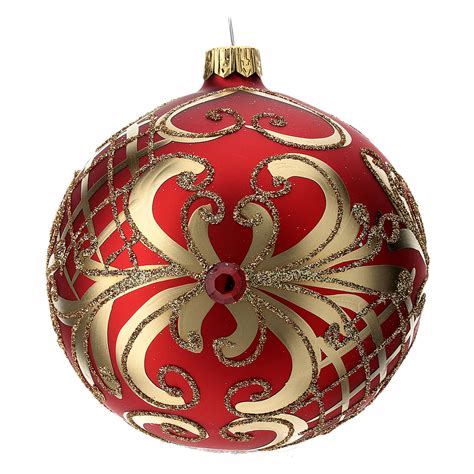 Palla Albero Di Natale 100 Mm Rosso E Oro Vendita Online Su Holyart