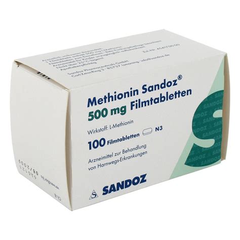 Methionin Sandoz 500 Mg Filmtabletten 100 Stück N3 Online Bestellen Medpex Versandapotheke