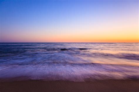 Sunlight Sunset Sea Shore Sand Minimalism Sky Long Exposure