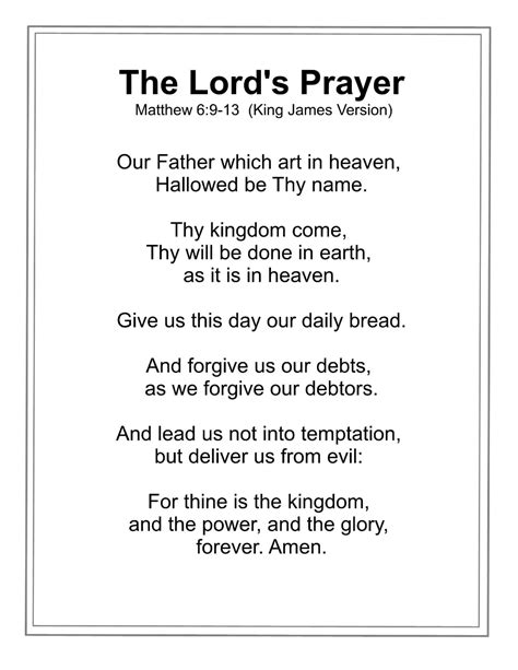The Lord S Prayer King James Version Printable