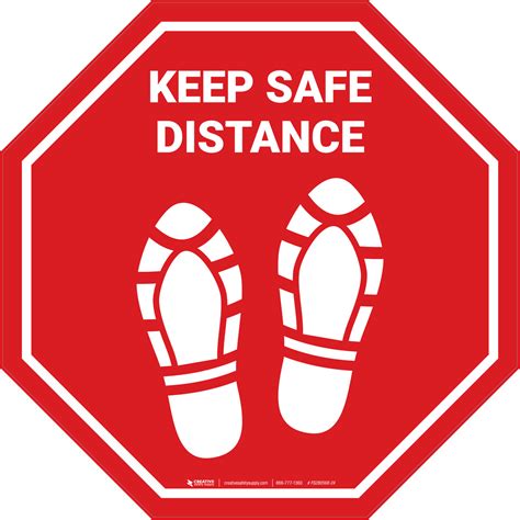 Keep Safe Distance Shoe Prints Stop Floor Sign