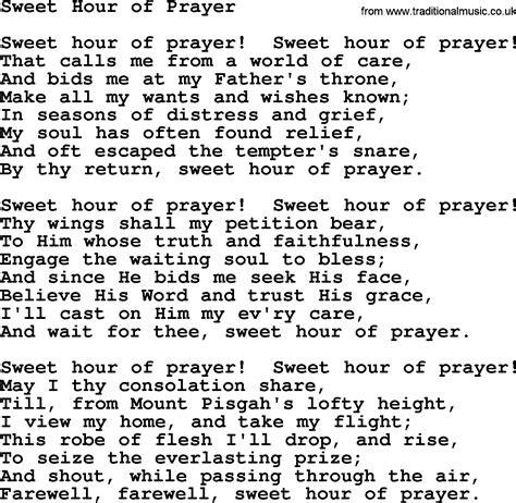 Baptist Hymnal Christian Song Sweet Hour Of Prayer Lyrics With Pdf