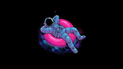Space Black Background Floater Astronaut 4k Relaxing Hd Wallpaper