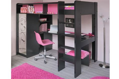 Nous allons vous le permettre. LIT SURÉLEVÉ ADOLESCENT 90X200 CM NOIR ET FUSHIA NINON ...