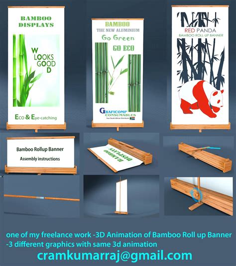 3d Works 3d Animation Of Bamboo Roll Up Banner Assembly