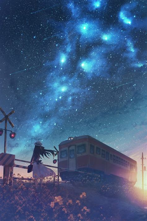 Anime Starry Night Sky Wallpaper Hd Free Download Anime Starry Night
