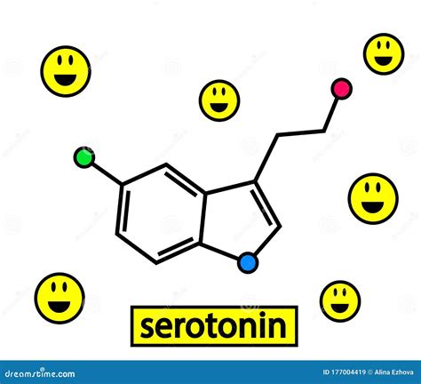 Fórmula De Serotonina Sobre Un Fondo Blanco Hormona De La Felicidad Vector Ilustración Del