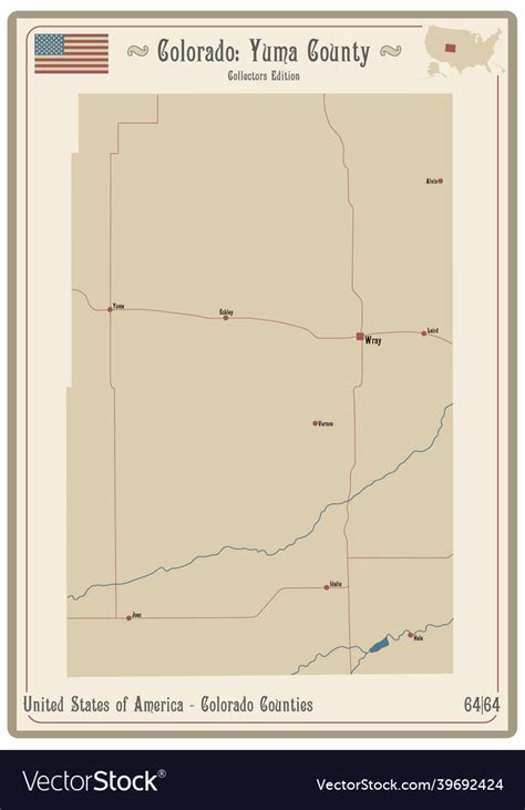 Map Of Yuma County In Colorado Royalty Free Vector Image