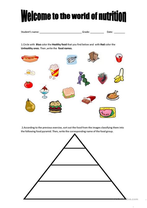 Basic Principles For A Good Nutrition Worksheet Free Esl Printable