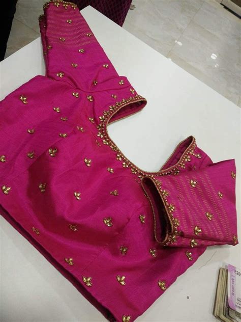 Simple Minimal Embroidered Blouse Simple Blouse Designs Silk Saree