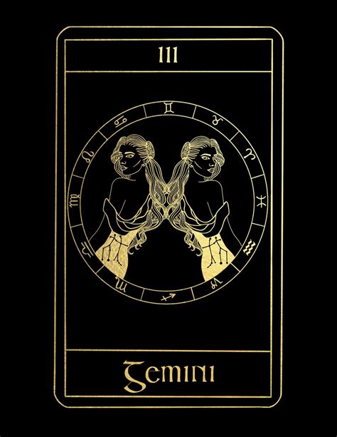 Gemini Tarot Card Foil Print Etsy