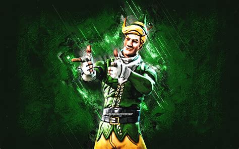 Fortnite Codename Elf Skin Fortnite Main Characters Green Stone Background Hd Wallpaper Peakpx