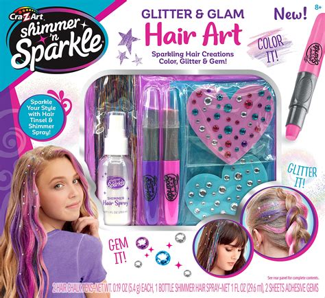 Shimmer ‘n Sparkle Glitter And Glam Metallic Hair Art Set With Hair