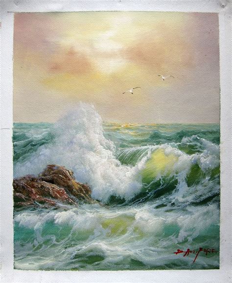 16 By 20 Seascape Seawave Nr101 Museum Quality Oil Painting