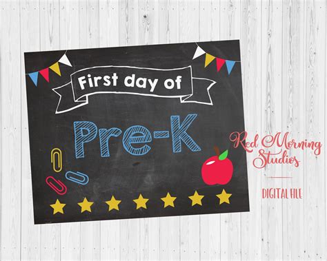 First Day Of Pre K Sign Digital File 1st Day Of Pre K Sign Etsy