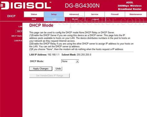 Digisol Dg Bg4300n Screenshot Dhcp Mode
