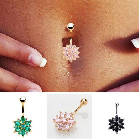 Sexy Dangle Belly Bars Belly Button Gold Silver Rings Belly Piercing Cz