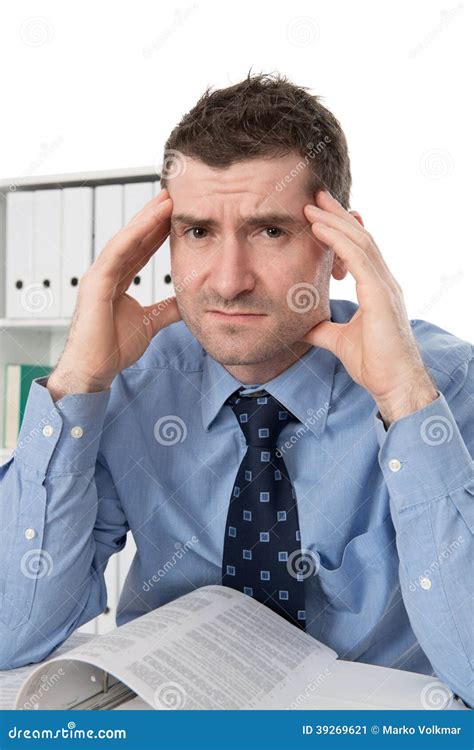 Man Is Over Worked Stock Image Image Of Engrossed Business 39269621