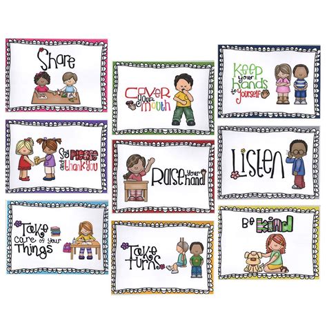 Alpurple 9 Packs A4 Size Class Rules Posters A4 Size Classroom Rules