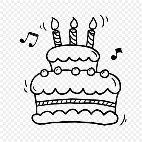 Line Birthday Doodle Black And White Line Cake Cake Drawing Birthday
