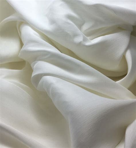 Silk Linen Blend Suiting Fabric Natural White 1 Yard