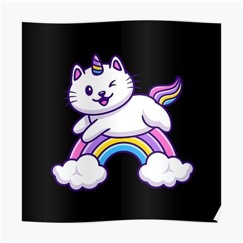 Caticorn Cats Unicorn Rainbow Magical Cats Animal Pets Funny Posters
