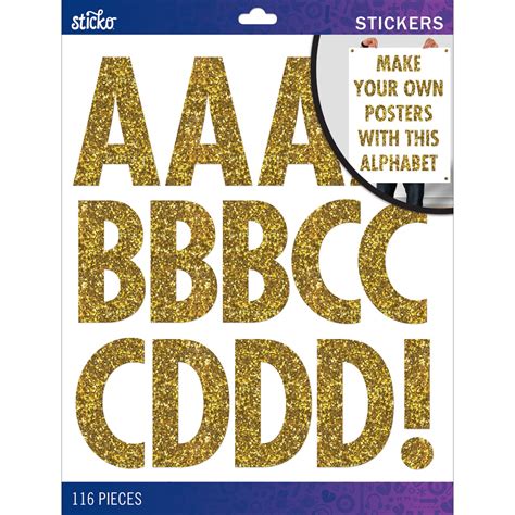 Sticko Xl Alphabet Stickers Gold Glitter Futura Regular Xl Michaels