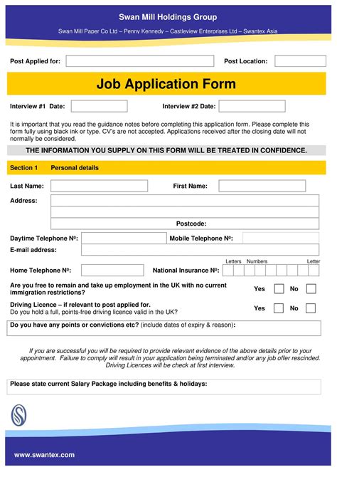 Free Printable Employment Job Application Form Templates Pdf