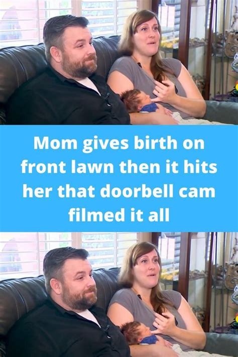 A Man And Woman Sitting On A Couch With The Caption Mom Gives Birth On